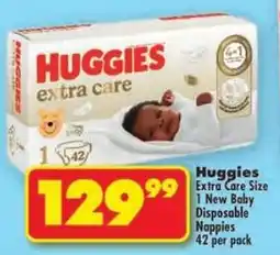 Shoprite Huggies Extra Care Size 1 New Baby Disposable Nappies offer