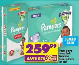 Shoprite Pampers Jumbo Pack Disposable Nappies/ Pants offer
