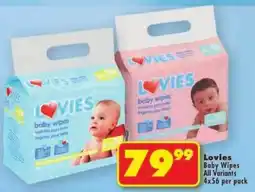 Shoprite Lovies Baby Wipes All Variants offer