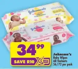 Shoprite Johnson's Baby Wipes All Variants offer