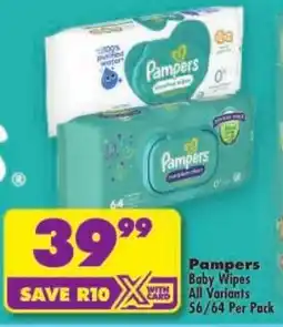 Shoprite Pampers Baby Wipes All Variants offer