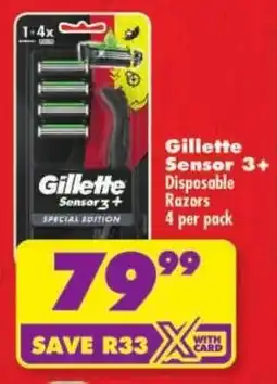 Shoprite Gillette Sensor 3+ Disposable Razors offer