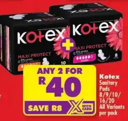 Shoprite Kotex Sanitary Pads All Variants offer