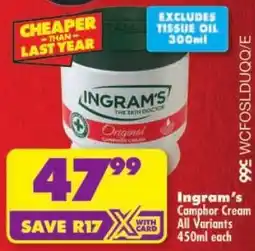Shoprite Ingram's Camphor Cream All Variants offer