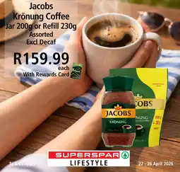 SuperSpar Jacobs Krönung Coffee Jar or Refill Assorted offer