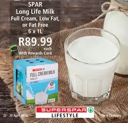 SuperSpar SPAR Long Life Milk Full Cream, Low Fat, or Fat Free offer