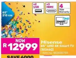 Game Hisense 85 UHD 4K Smart TV (85A6Q) offer