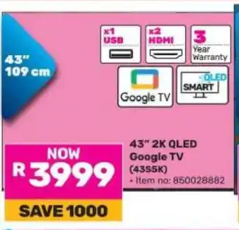 Game 43 2K QLED Google TV (43S5K) offer