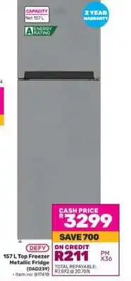 Game Defy 157 L Top Freezer Metallic Fridge offer