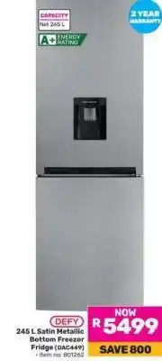 Game Defy 245 L Satin Metallic Bottom Freezer Fridge (DAC449) offer