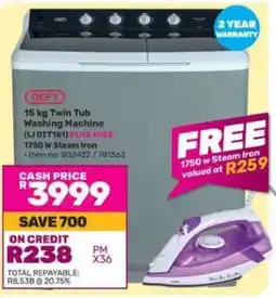 Game Defy 15 kg Twin Tub Washing Machine offer