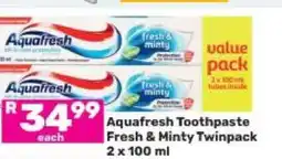 Game Aquafresh Toothpaste Fresh & Minty Twinpack offer