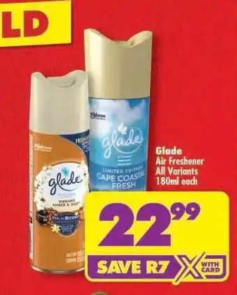 Shoprite Glade Air Freshener All Variants 180ml each offer