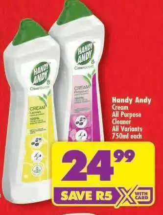 Shoprite HANDY ANDY CREAM ALL PURPOSE CLEANER all variants 750ml each offer