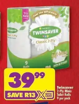 Shoprite Twinsaver 2-Ply Minis Toilet Rolls 9 per pack offer