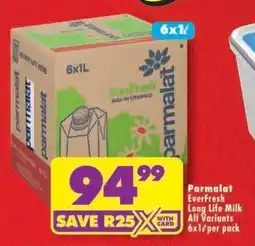 Shoprite Parmalat EverFresh Long Life Milk All Variants 6x1ℓ per pack offer
