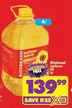 Shoprite RITEBRAND SUNFLOWER OIL 4ℓ offer