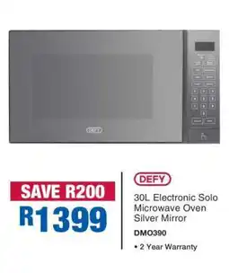 OK Furniture DEFY 30L Electronic Solo Microwave Oven Silver Mirror offer