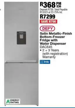 OK Furniture DEFY Satin Metallic-Finish Bottom-Freezer Fridge with Water Dispenser DAC645 offer