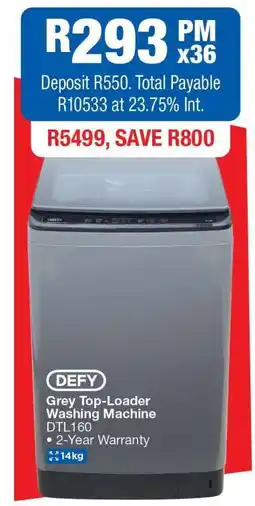 OK Furniture Defy Grey Top-Loader Washing Machine DTL160 offer