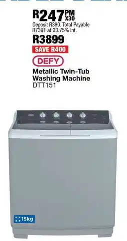 OK Furniture Defy Metallic Twin-Tub Washing Machine DTT151 offer