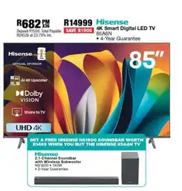 OK Furniture Hisense 4K Smart Digital LED TV 85A6N offer