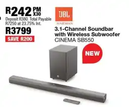 OK Furniture JBL 3.1-Channel Soundbar with Wireless Subwoofer CINEMA SB550 offer