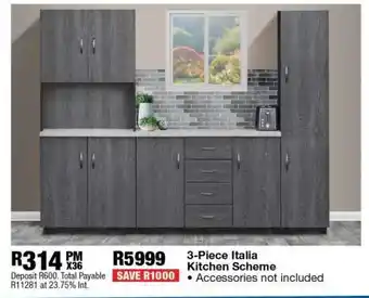 OK Furniture 3-Piece Italia Kitchen Scheme offer