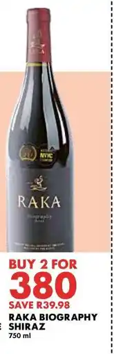 Woolworths Raka Biography Shiraz offer