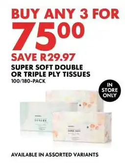 Woolworths Super Soft Double or Triple Ply Tissues offer