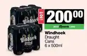 Spar Tops Windhoek Draught Cans-For 2 x 6 x 500ml offer
