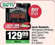Spar Tops Jack Daniel's Tennessee Whisky & Coca Cola Spirit Cooler Cans-6 x 300ml offer