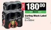 Spar Tops Carling Black Label Cans-For 2 x 6 x 500ml offer