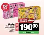 Spar Tops Absolut Spirit Cooler Cans-For 2 x 4 x 300ml offer
