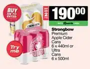 Spar Tops Strongbow Premium Apple Cider Cans 6 x 440ml Or Ultra Cans 6 x 500ml-For 2 offer