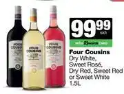 Spar Tops Four Cousins Dry White, Sweet Rose, Dry Red, Sweet Red Or Sweet White-1.5L offer