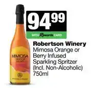 Spar Tops Robertson Winery Mimosa Orange Or Berry Infused Sparkling Spritzer-750ml offer