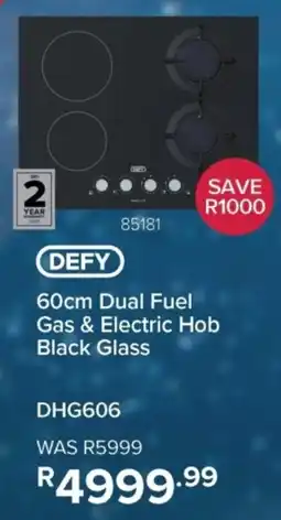 Hirsch's Defy Dual Fuel Gas & Electric Hob Black Glass offer
