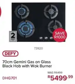 Hirsch's Defy Gemini Gas on Glass Black Hob with Wok Burner offer