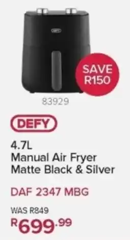 Hirsch's Defy Manual Air Fryer Matte Black & Silver offer