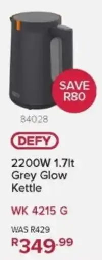 Hirsch's Defy 2200W Grey Glow Kettle offer
