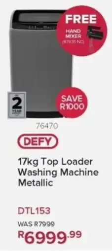 Hirsch's Defy Top Loader Washing Machine Metallic offer