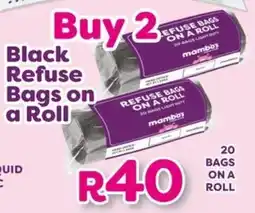 Mambo's Plastics Warehouse Black Refuse Bags on a Roll offer