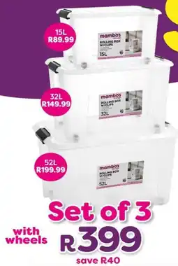Mambo's Plastics Warehouse Mambo's rolling box w/clips offer