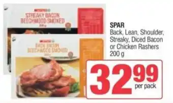 Spar SPAR Back, Lean, Shoulder, Streaky, Diced Bacon or Chicken Rashers offer