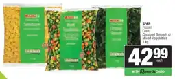 Spar SPAR Frozen Corn, Chopped Spinach or Mixed Vegetables offer