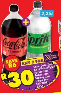 Shoprite Coca-Cola Zero/No Caffeine/Light/Sprite Zero/Fanta Zero/Stoney Zero Ginger Beer Soft Drink offer