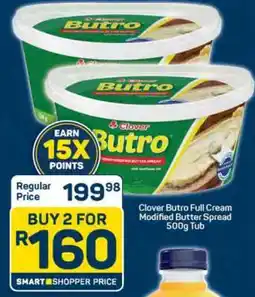Pick n Pay Clover Butro Full Cream Modified Butter Spread 500g Tub offer