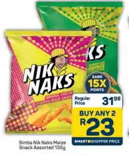 Pick n Pay Simba Nik Naks Maize Snack Assorted 135g offer