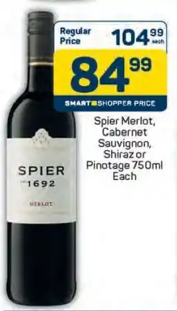 Pick n Pay Spier Merlot, Cabernet Sauvignon, Shiraz or Pinotage 750ml Each offer